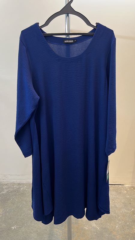 שמלת משולשים פשתן מקומט כחול
